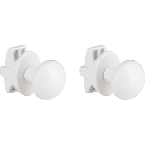 Nt Noyon & Thiebault – Lot de 2 patères sphériques blanches pour sèche-serviette – Fixation sur tubes ronds 10-25mm – Accroche serviettes et peignoirs