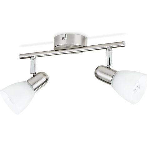 Lampe avec spots orientables, sans ampoule, finition nickel 2 x 40 W Nickel (1/5)