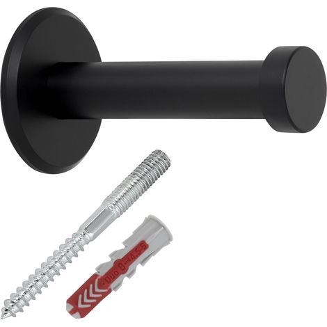 SOTECH Garderobenhaken TALEA (Ø 10 / 15 mm) Edelstahl massiv inkl. Befestigungsmaterial, schwarz matt (Länge 50 mm, Gesamtlänge 53 mm), 10 x Wandhaken (1/4)