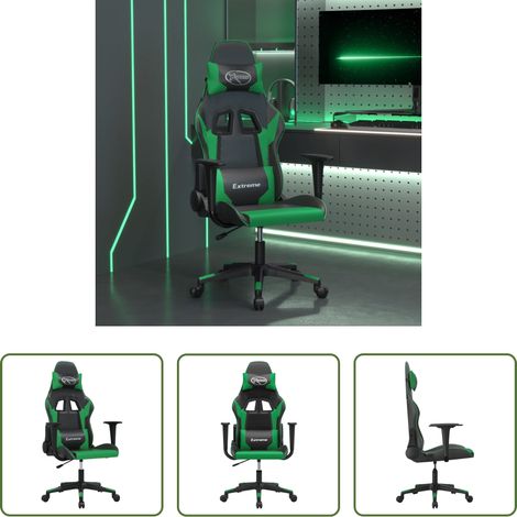 Massagestuhl - Gaming-Stuhl mit Massagefunktion Schwarz und Grün Kunstleder (1/5)