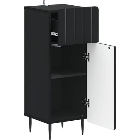 Meuble de Rangement pour Salle de Bain Noir - Armoire de Toilette avec Étagères, Design Moderne Zwolle, Solution de Stockage Compacte et Élégante (1/5)