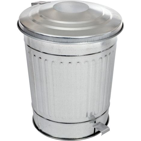 Poubelle d'extérieur 40 L en acier galvanisé – Pédale pour ouverture hygiénique – Diamètre 37 cm – Hauteur 48 cm – 80341 – Guillouard