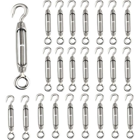 24 Pack M4 Heavy Duty Turnbuckle Hook and Eye 304 Stainless Steel (1/5)