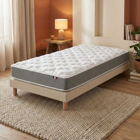 Ensemble matelas mousse H16 25 kg/m3 sommier lattes passives beige 90 x 190 (1/5)