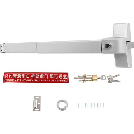 Lot de serrures de secours en acier inoxydable, tige de poussée 65cm, pour porte de sortie d'urgence incendie (1/5)
