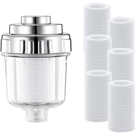 Filtro de agua para ducha eficaz con 6 elementos filtrantes reemplazables, que elimina la cal y las impurezas del agua piel cabello saludables (1/5)