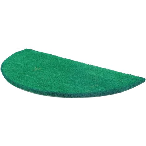 Paillasson uni en Fibre de Coco colorée, Tapis d'entrée, Fond antidérapant, extérieur et intérieur, résistant, Facile à Nettoyer, Couleur Verte, Demi-Lune 40 x 70 cm (1/5)