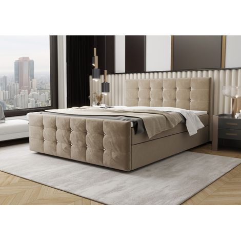 Lit Boxspring - Beige Clair - 180x200 Cm - Lit Confortable - Lit Moderne - Matelas À Ressorts Bonnell (1/5)