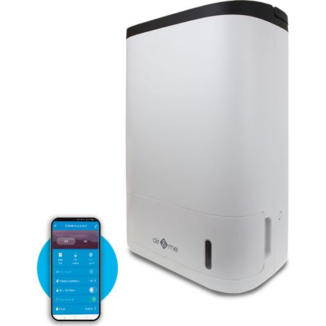 Déshumidificateur connecté 7L/j – Technologie dessiccante – Niveau sonore 43 dB – Pour surfaces jusqu'à 40 m² – Drainage continu – Air&Me