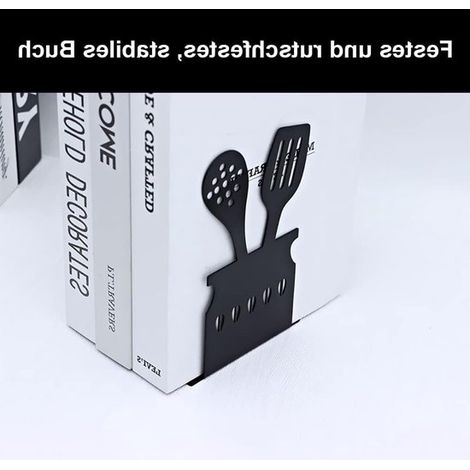 Metall-Buchstützen – Geeignet für Bücherregale – 2 Stück – Schwarz – Langlebig (1/5)