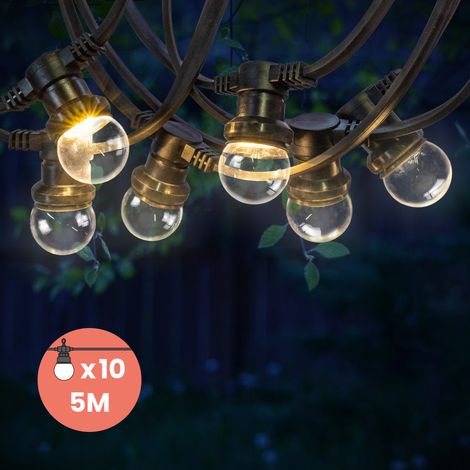 Guirlande Guinguette 5M Transparent IP65 - Guirlande Lumineuse Extérieur 10 Bulbes Dimmables - Guirlande Exterieure Etanche pour Décoration de Jardin, Maison et Façade (1/5)