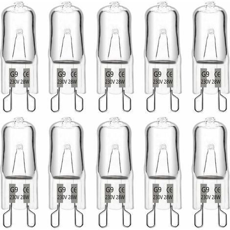 G9-Halogenlampe, 28 W, 230 V, 370 lm, warmweiß (2700 K), dimmbar, G9-Kapsellampen, für Kronleuchter, Außenlampen, Wandleuchten und Möbelbeleuchtung, 10er-Packung (1/5)
