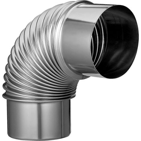 Coude de cheminée en acier inoxydable pour poêle à 90 degrés, conduit d'évacuation métallique (1/5)