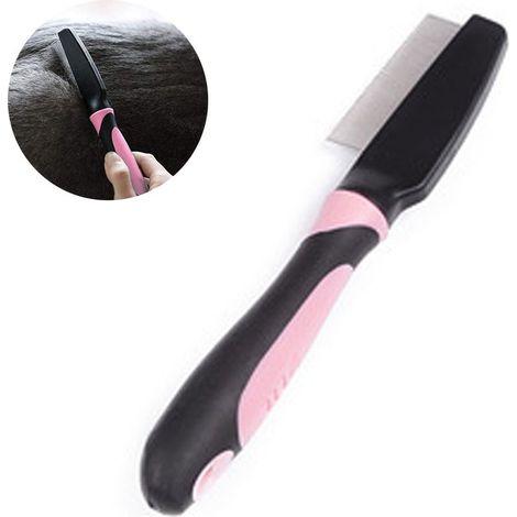 Peigne démêlant pour chiens, lames en acier inoxydable, pour chats et autres animaux aux poils emmêlés et noués outil de toilettage avec dents lisses pour couper et démêler les nœuds. (1/4)