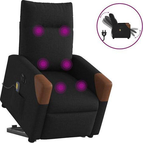 Chaise longue de massage motorisée en tissu noir – Relaxation ergonomique avec réglage électrique, fonction chauffante et vibration – Pour salon ou chambre (1/5)