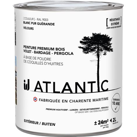 Peinture bois extérieurs - RAL 9003 Blanc pur Guérande - 2L - ATLANTIC (1/3)