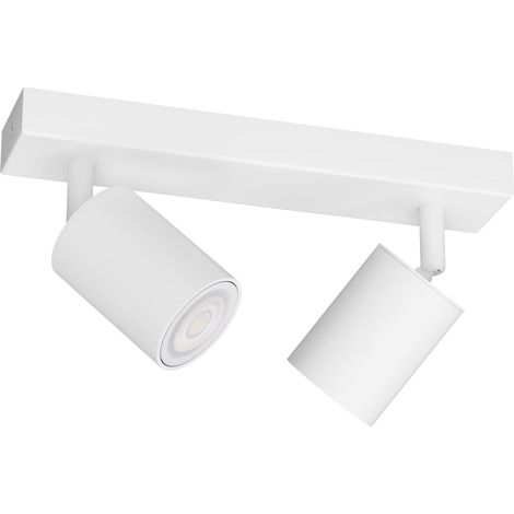 Spot Plafond GU10, Plafonnier 2 Spots Blanc Orientable Rotatif, Moderne Luminaire Plafonnier, Éclairage de Plafond Interieur pour Cuisine, Chambre, Salon, Couloir, Ampoule non Incluse (1/5)