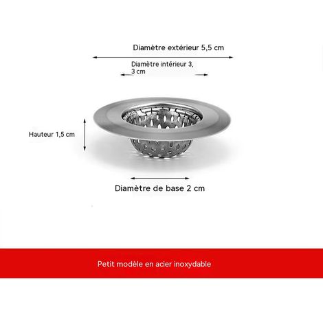 Petit filtre d'évier en acier inoxydable naturel 5,5 cm, filtre anti-obstruction pour évier/évier de cuisine- Lot de 5 (1/5)