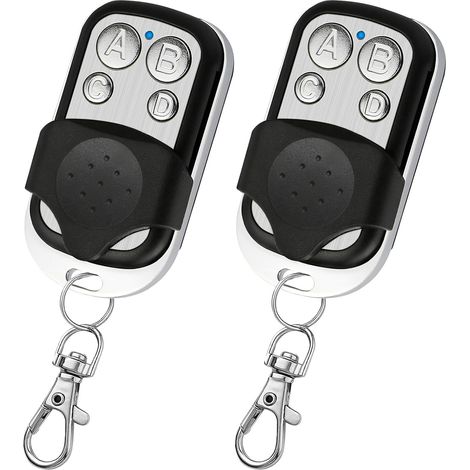 2 Pièces Telecommande Universelle Portail, 433.92 MHz Rolling Code Fixe Bip Portail Automatique Universelle sans Fil Télécommandes Garage à 4 Boutons pour Porte de Garage et Voiture