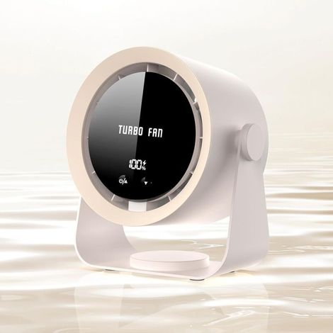 Ventilateur de bureau rechargeable USB avec affichage numérique, inclinaison à 90°, idéal pour la chambre, la cuisine, le camping, le bureau et le salon (kaki) (1/4)