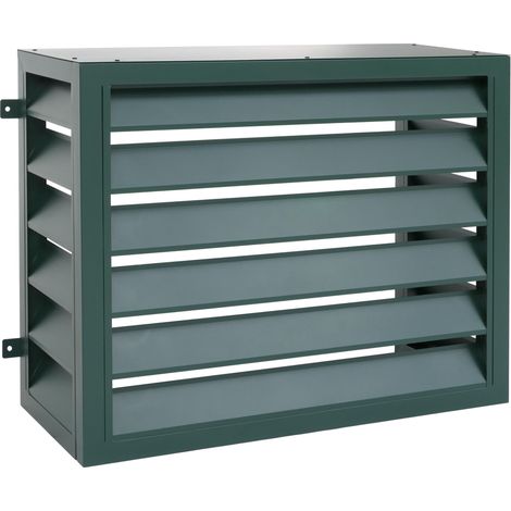 Cache pour climatiseur/échangeur thermique HHG-560, cache pour grille de protection, métal 73 x 97 x 38 cm, vert (1/5)