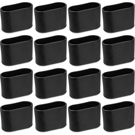 Protège-pieds de chaise - 30 x 15 mm - Noir - Matière PVC - Protection pour pieds de chaise - Protection pour meubles - Lot de 16 - Protection de sol (1/5)