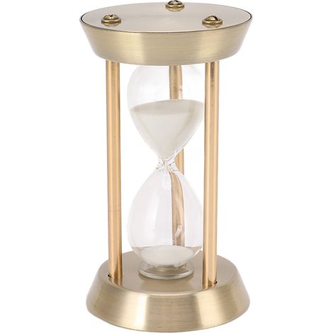 Sablier décoratif vintage en métal brillant, avec sablier remplaçable, finition bronze, mini 10 minutes (1/5)