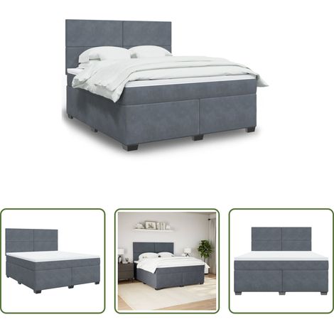Matratze - Boxspringbett mit Matratze Dunkelgrau 180x200 cm Samt (1/5)