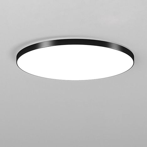Plafonnier LED ultra-fin, résistant à la poussière, aux insectes et à l'eau, idéal pour la chambre, la salle de bain et le balcon. Noir, 20 W, lumière blanche, 22 cm. (1/3)