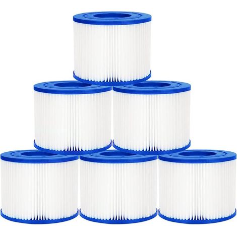 Lot de 6 Filtres de Type VI pour Spa, Filtre VI Cartouche pour Bestway Lay-Z-Spa, Filtre Piscine Filtre de Spa et de Bain à Remous Type VI pour Miami, Monaco, Vegas, 58323, Palm Springs, Paris (1/4)