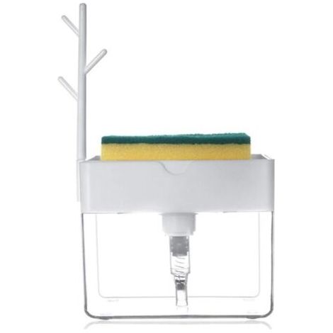 ALLIANDISUlisemDistributeur de savon 2 en 1, distributeur de savon liquide, distributeur de détergent, avec porte-éponge (1/4)