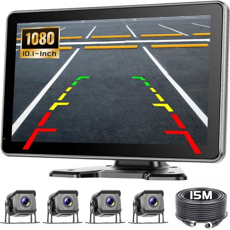Kit Caméra de Recul Sans Fil avec Moniteur IPS 10,1 Pouces, Compatible 4 Caméras 1080P/720P, Aide au Stationnement avec BSD, Vision Nocturne, pour Camion, Remorque, Voiture, Camping-Car, 12V-24V (1/5)