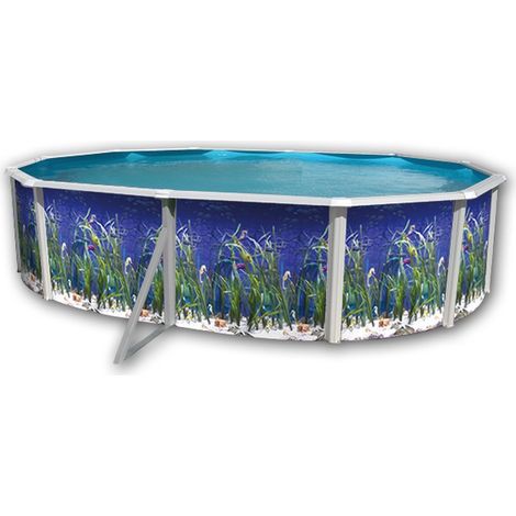 Kit piscine hors-sol acier Toi OCEANO ovale 5.50 x 3.66 x 1.20m décor aquatique (1/4)