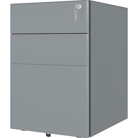 Lockable Cabinet- Rolling Filing Cabinet 3 Drawers- Steel Office Drawer Unit for A4- Letter- Legal Sized Files (1/5)