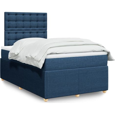 vidaXL Giroletto a Molle con Materasso Blu 120x190 cm in Tessuto (1/5)