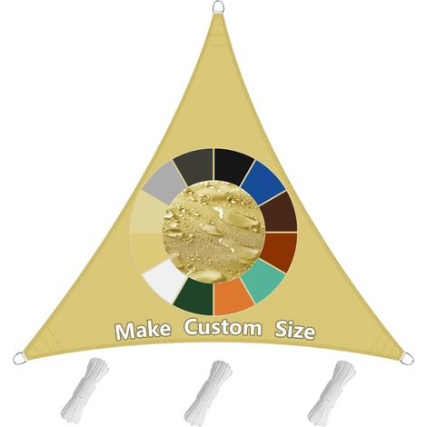 Voile d'ombrage triangulaire - 1,6 x 1,6 x 1,6 m - Étanche - Plusieurs tailles et couleurs - Avec kit de fixation en polyester PES - Protection solaire 95 % de protection UV - Indéchirable (1/5)