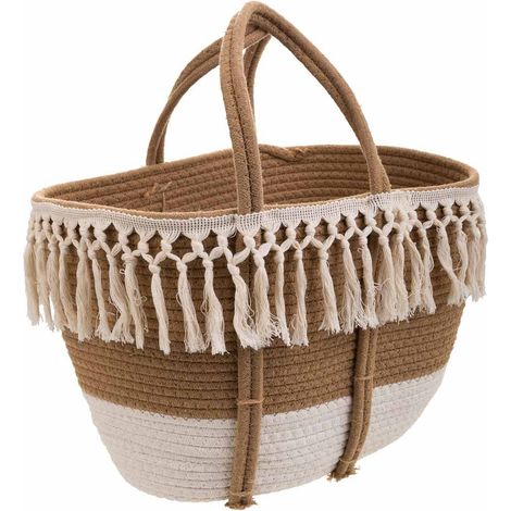 Cesto blanco de cuerda trenzada 43x28x28 (1/5)