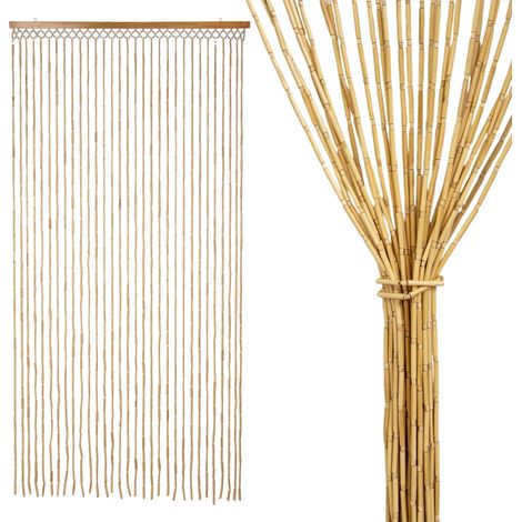Holzperlen Türvorhang mit 31 Strängen 180 x 90 cm - natur - Retro Perlenvorhang im Boho Chic Design