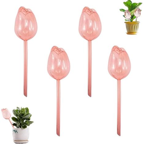 4 Pièces Ballon d'Arrosage pour Plantes, Transparent Dispositif d'Arrosage de Tulipe, Arrosage Automatique, Boules d'Irrigation pour Plante, Distributeur Eau Plantes, Arrosage Plante Interieur (1/5)