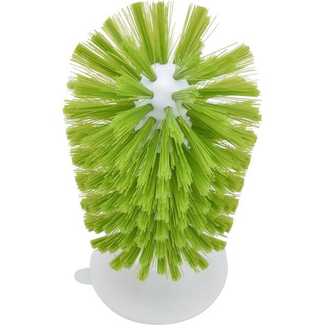 Brosse de nettoyage en verre ABS et nylon, design vertical, ventouse, non toxique, pour gobelet, gourde et bouteille d'eau, vert. (1/5)