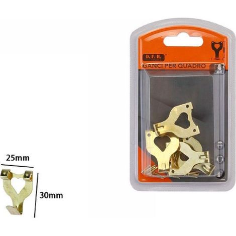 TrAdE Shop Traesio - Set 4 Ganci Dorati Per Quadri Quadro Cornici Appendere Parete Cuore 30x25mm 07526 -