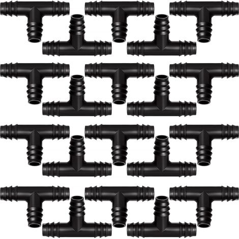 20 Stück 16-mm-Rohrverbinder, Kunststoff-Schlauchverbinder mit Widerhaken, Bewässerungsarmaturen, Schlauchverbinder mit Widerhaken für Bewässerungssysteme, T-Stücke (1/5)