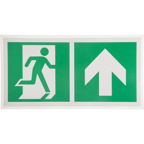 Symbole d'évacuation d'urgence RS PRO, Sortie de secours en haut, Vinyle Etiquette ( Prix pour 1 )