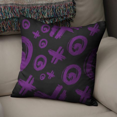 Housse de Coussin Motif, Violet et Noir Taie d'oreiller pour Lit Voiture Canapé Maison Salon Chambre, Décoration D'intérieur, 43x43cm - Conçu et Fabriqué en Turquie (1/4)