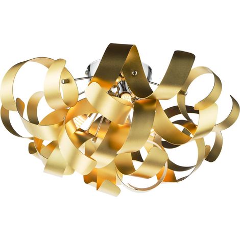 Dar Swash Plafonnier Swash 4 lumières chromé poli avec rubans dorés (1/4)