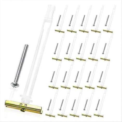Lot de 20 chevilles pour cloisons sèches avec boulons inclus, pour fixation de téléviseurs et d'armoires. (1/5)