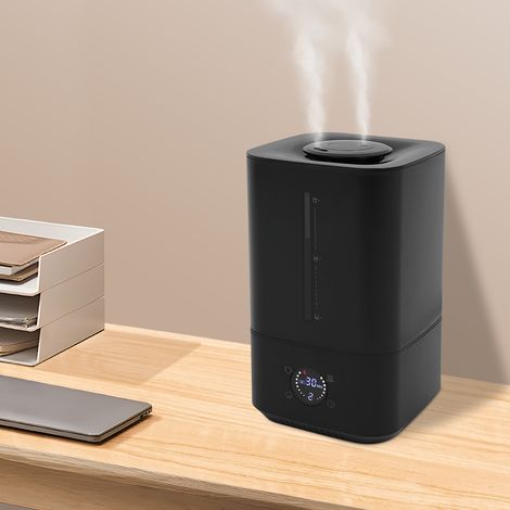 Humidificateur pour chambre à coucher, humidificateur silencieux de 6 litres avec brume chaude et froide, diffuseur d'huiles essentielles, mode veille, chambre d'enfant, plantes, bébé, enfant, noir (1/5)