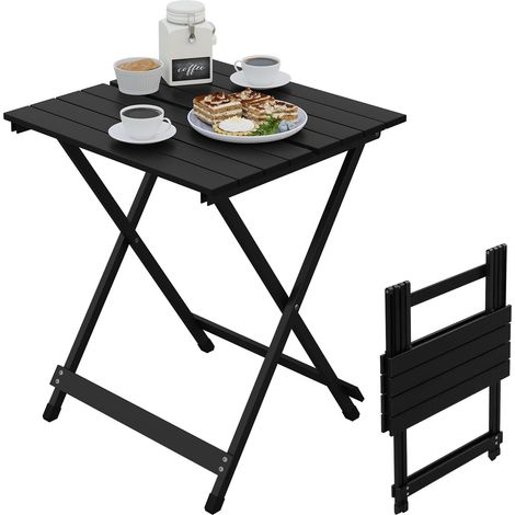 WOLTU Tavolo Campeggio in Alluminio Picnic Campeggio Giardino Casa, 50.5x47x59.5cm, Nero (1/5)