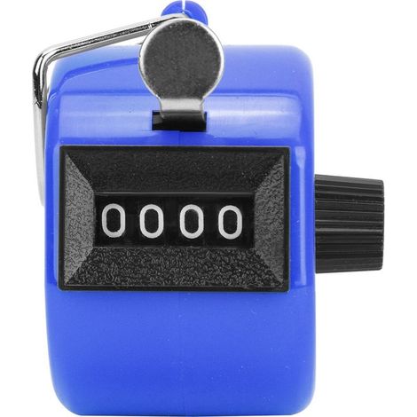 Meter manual to 4 digits with button in plastic for reset the tool of counting portable with hook blue