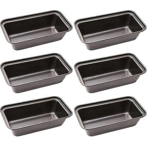 Moule à pain, ensemble de 6 mini moules à pain antiadhésifs et moule à pain, moule à pain en acier au carbone pour pain, gâteaux, quiches et brownies (1/5)